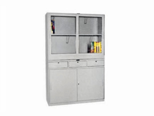 KL98-05寬噴塑亞光三斗玻璃移門柜